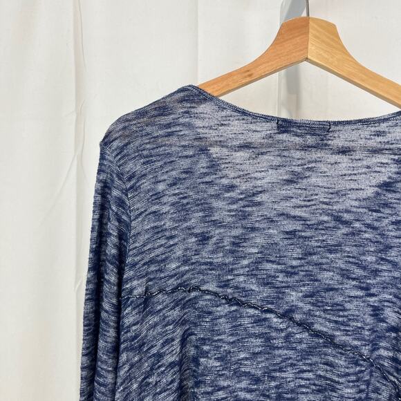 COMFY USA Spacedye Tunic Top Scoop Neck Long Sleeve Pullover Asymmetric Blue L - Picture 6 of 7